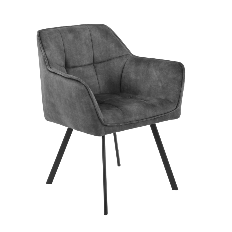 Eetkamerstoel Emma Velvet | Dark Grey | Met armleuning