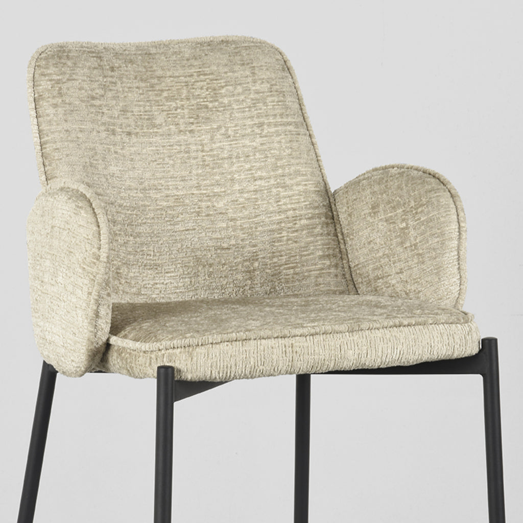 Barkruk Joni - Beige - Fluweel - Zithoogte 78 cm