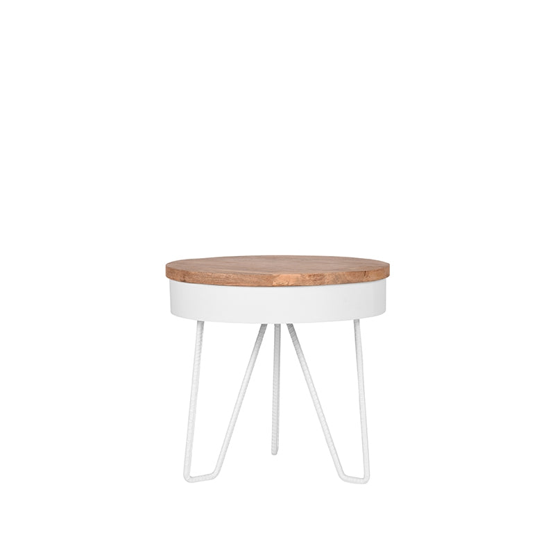 Bijzettafel Saran - Wit - Metaal - Rond - 44 cm