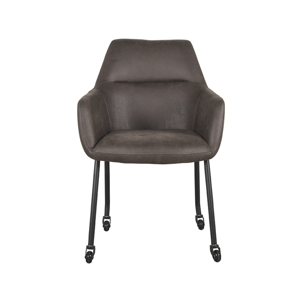 Eetkamerstoel Lenny - Antraciet - Microfiber