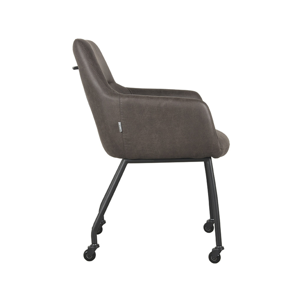 Eetkamerstoel Lenny - Antraciet - Microfiber