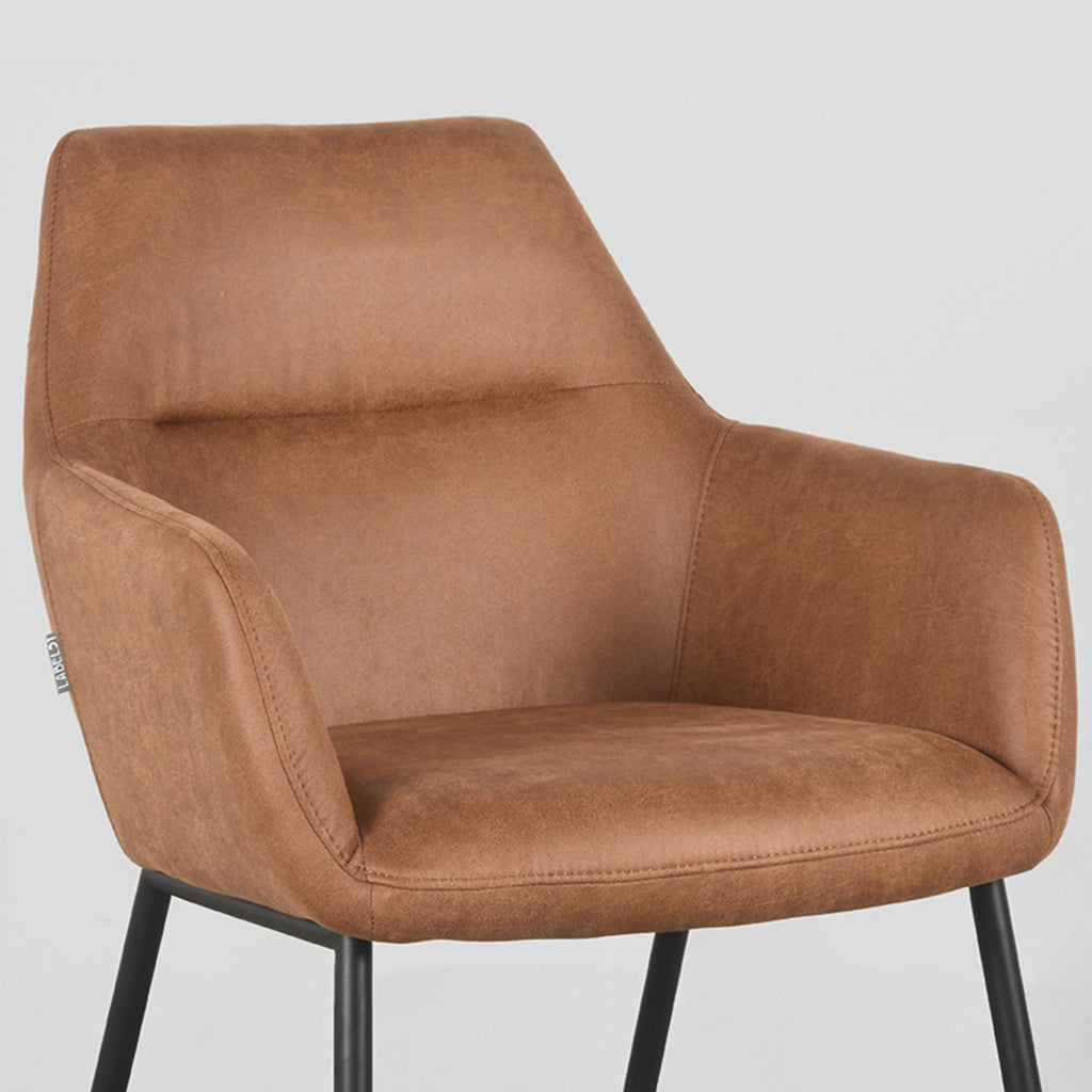 Eetkamerstoel Lenny - Cognac - Microfiber