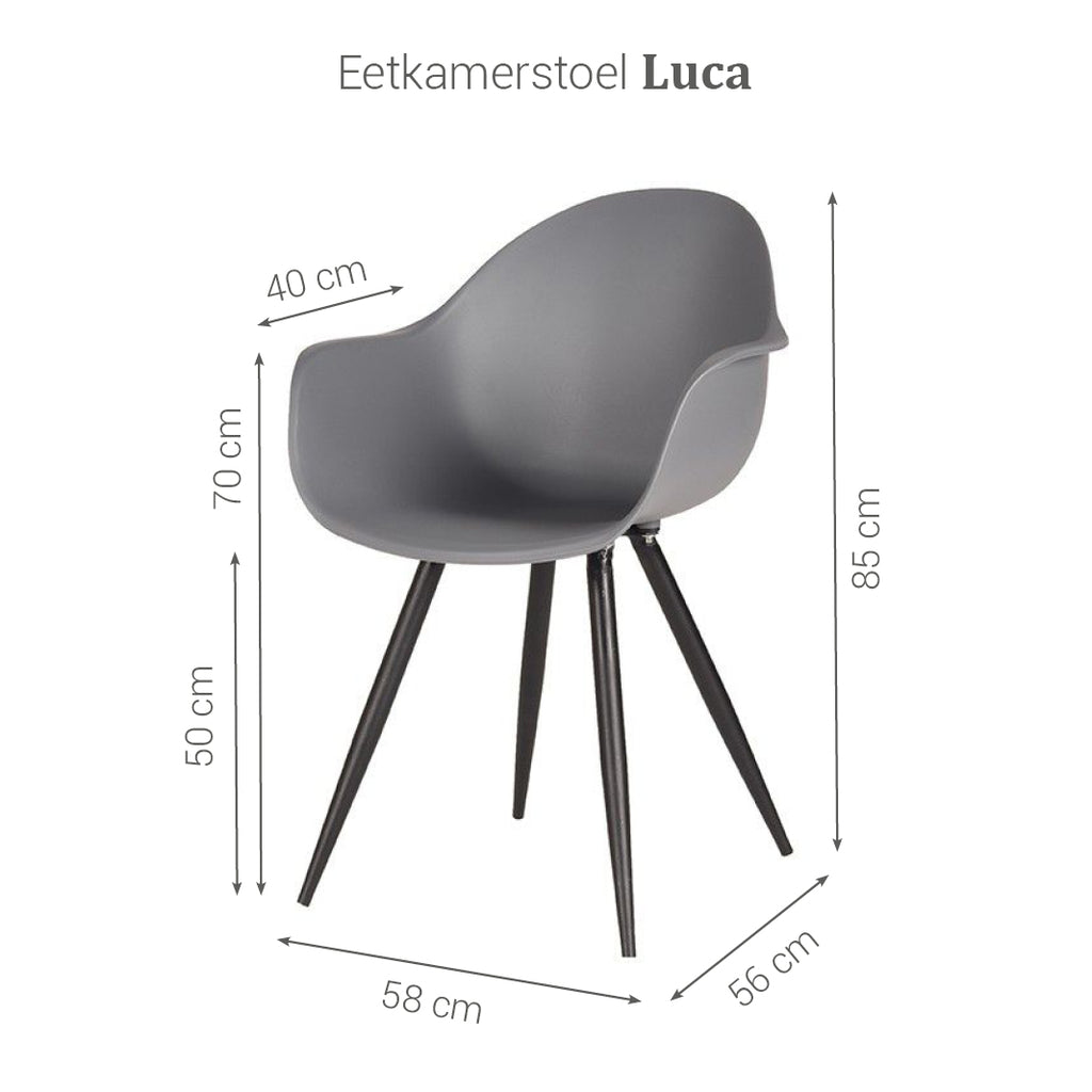 Eetkamerstoel Luca - Grijs - Kunststof