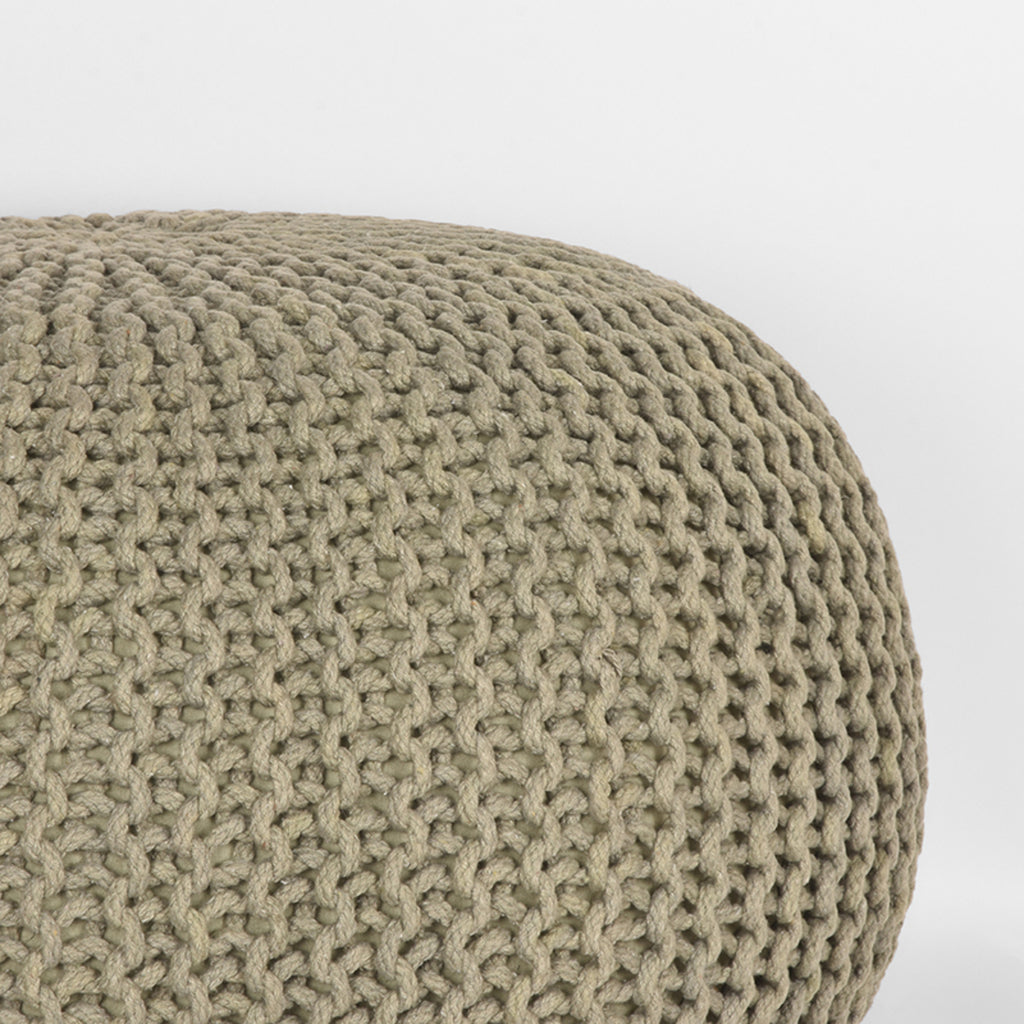 Poef Knitted - Olijfgroen - Katoen - L