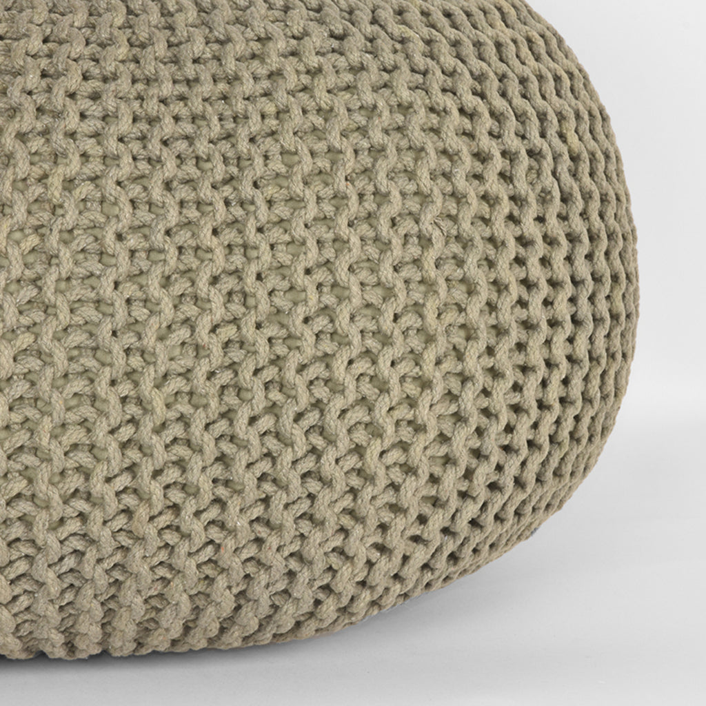 Poef Knitted - Olijfgroen - Katoen - L