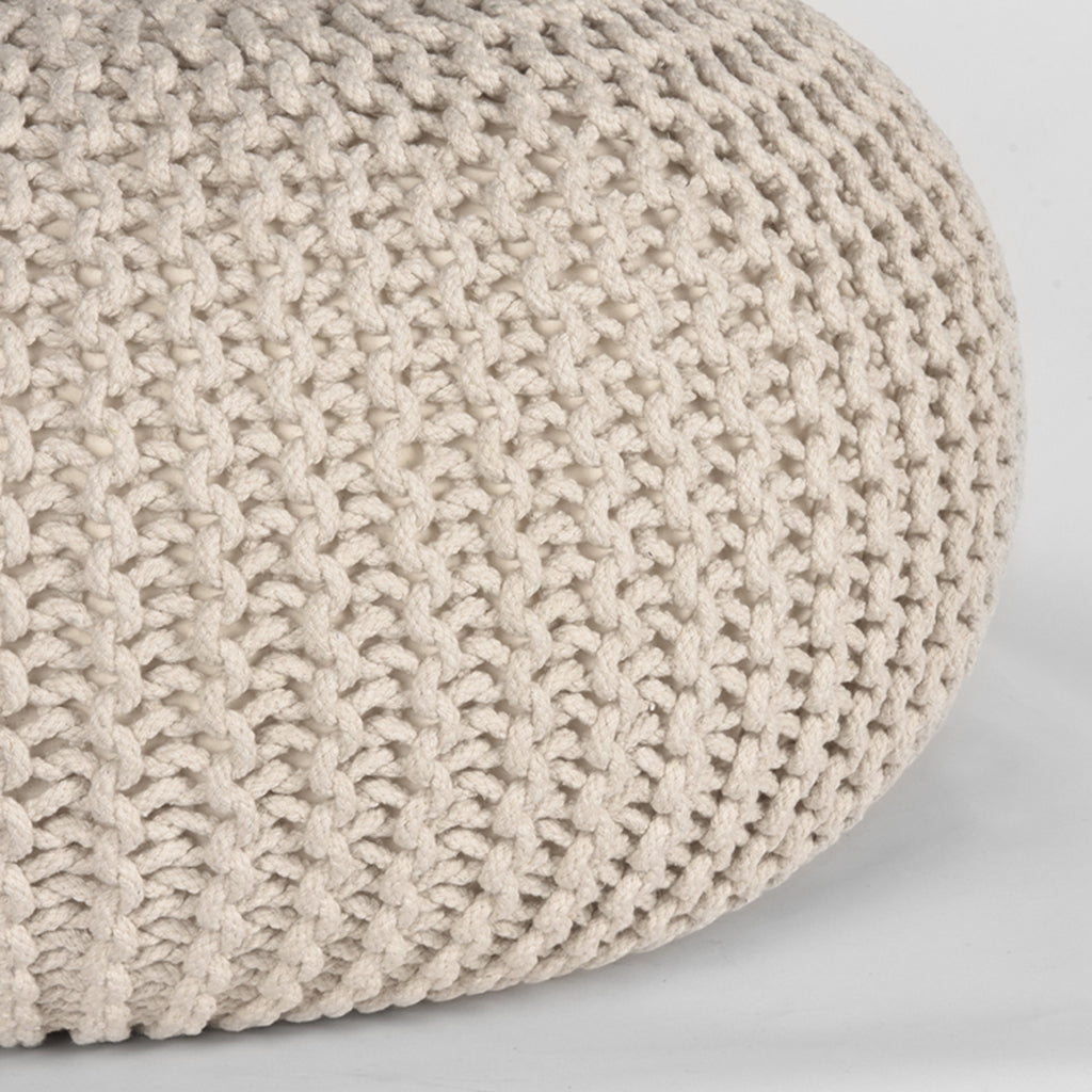 Poef Knitted - Naturel - Katoen - L