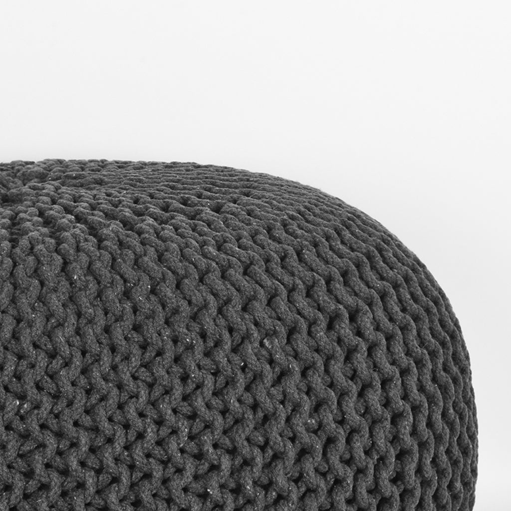 Poef Knitted - Antraciet - Katoen - L