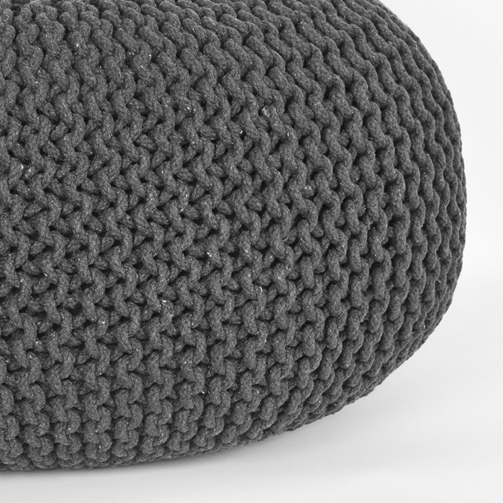 Poef Knitted - Antraciet - Katoen - L