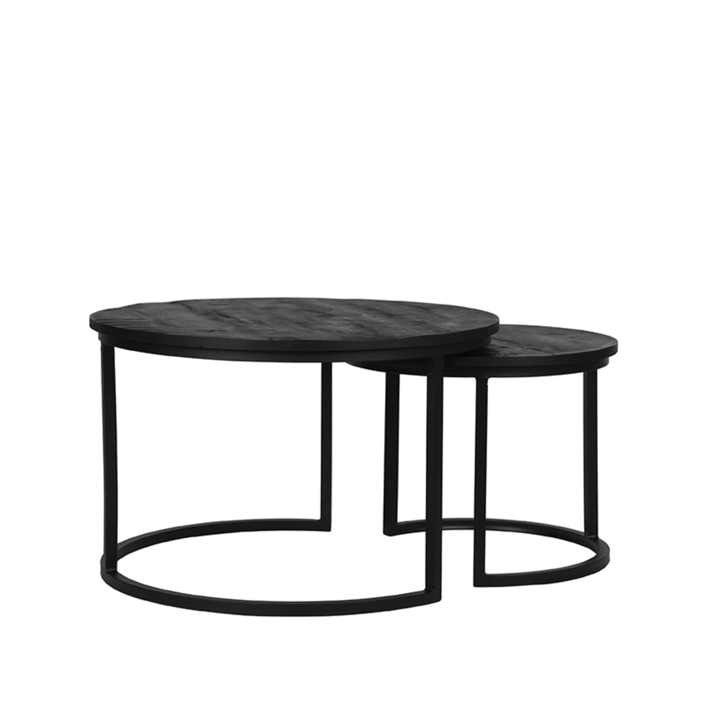 Salontafel Double - Zwart - Mangohout