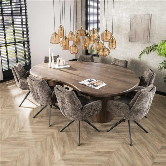 Eetkamertafel Sculpture Massief Acacia - 244x165x77 cm - Drift Brown