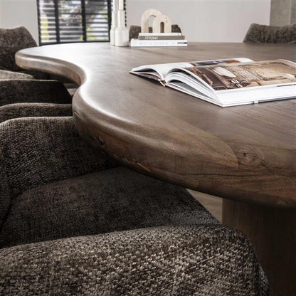 Eetkamertafel Sculpture Massief Acacia - 244x165x77 cm - Drift Brown