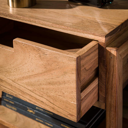 Nachtkastje 1L houten frame zwevend / Massief acacia naturel