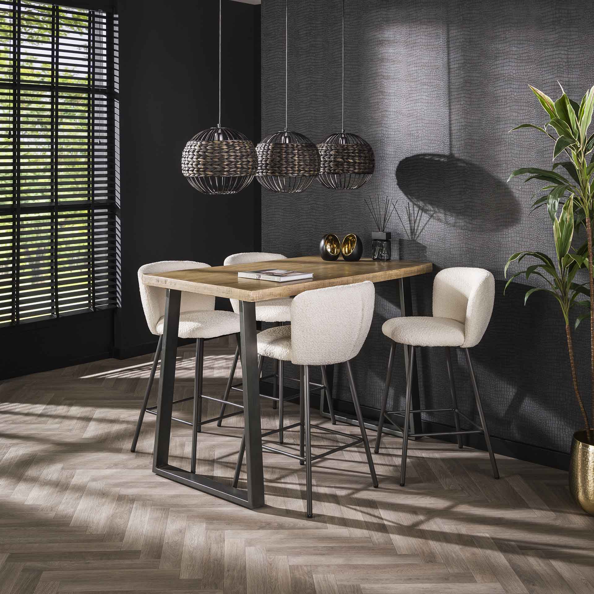 Bartafel massief trapeziumvormig - 135x70x92 cm - Massief mango blank antiek