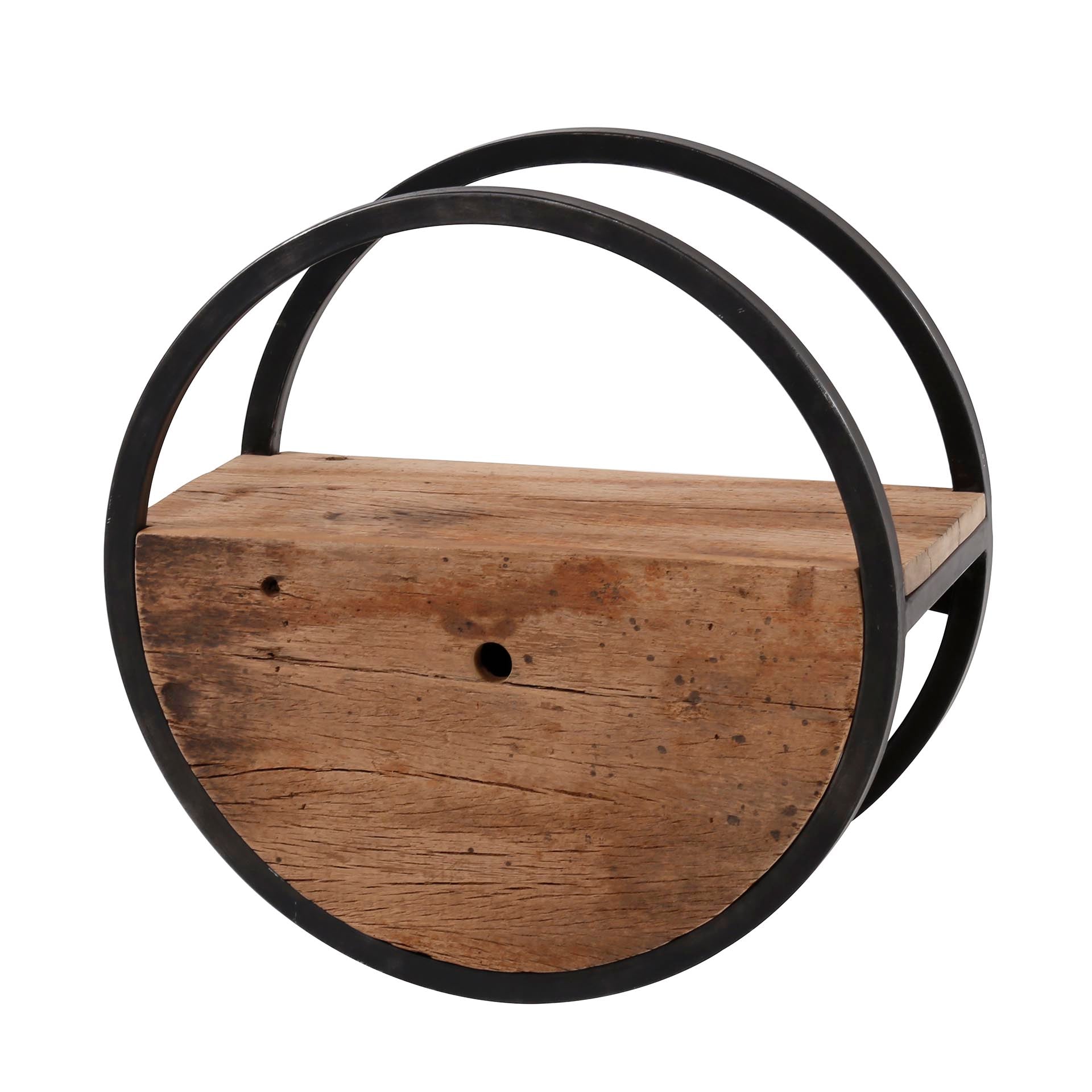 Wandschap circular Ø50 met lade / Robuust hardhout