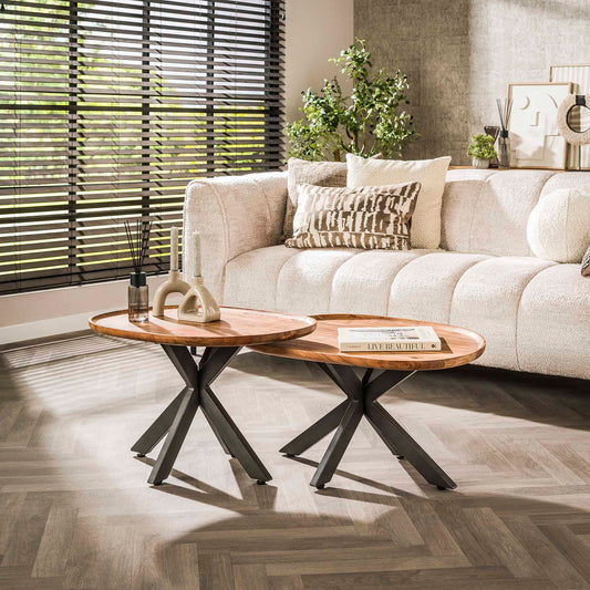 Salontafel set 2 Spider - Massief acacia naturel - 70x48x45 cm