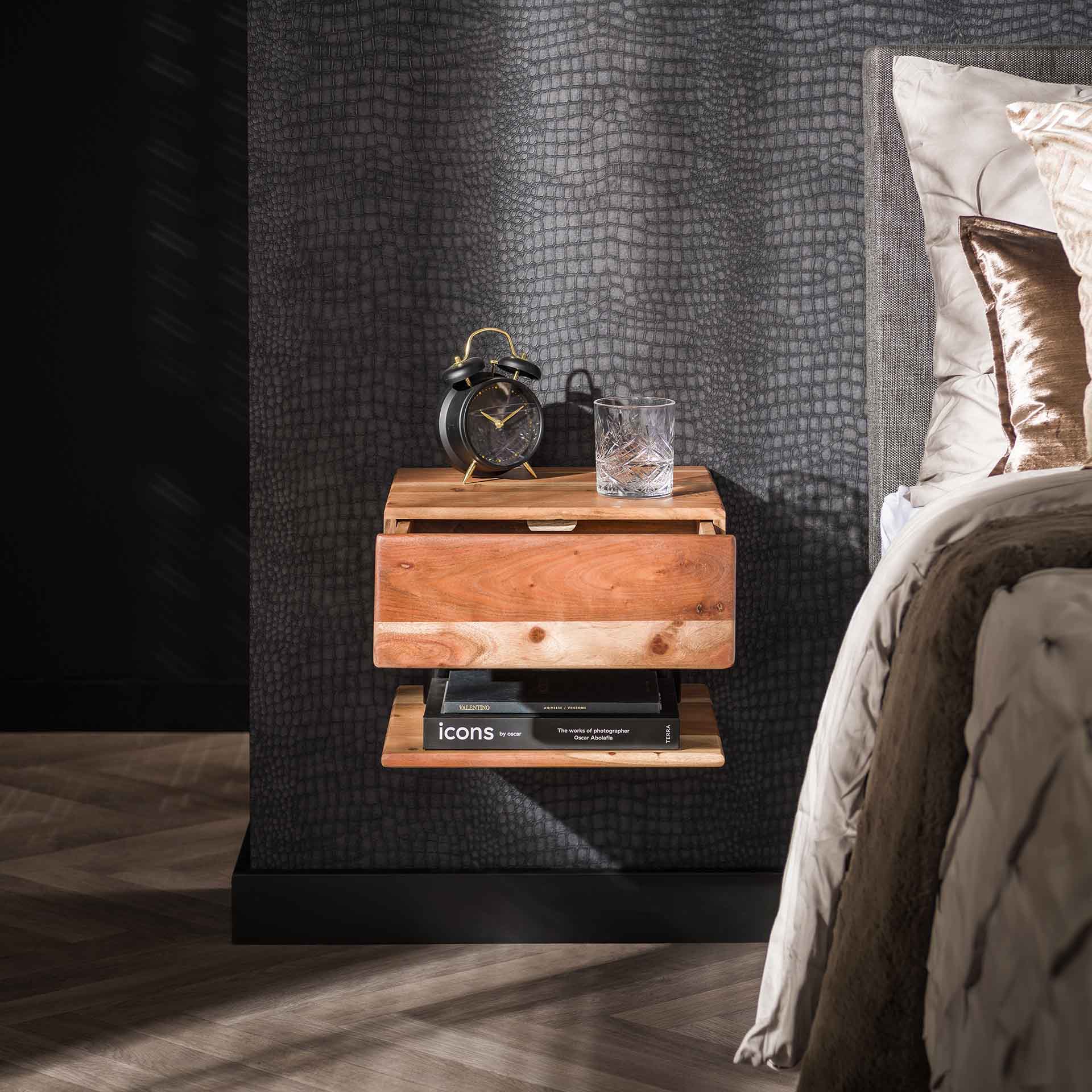 Nachtkastje 1L shelve / Massief acacia naturel