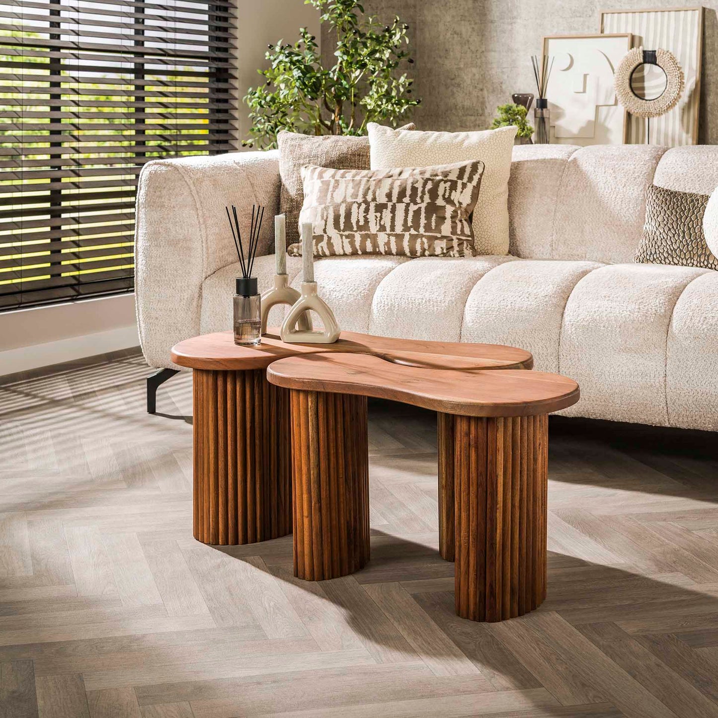 Salontafel set van 2 Fuse - 80x45x42 cm - Massief acacia naturel