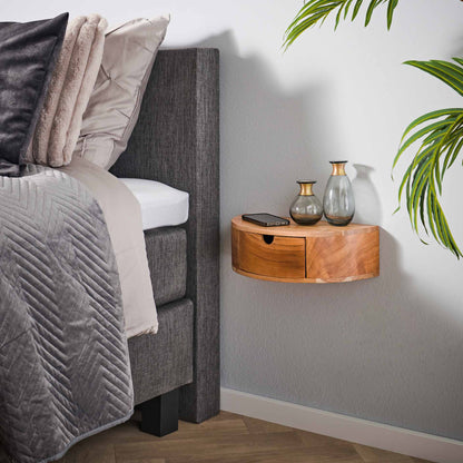 Nachtkastje 1L curve / Massief acacia naturel