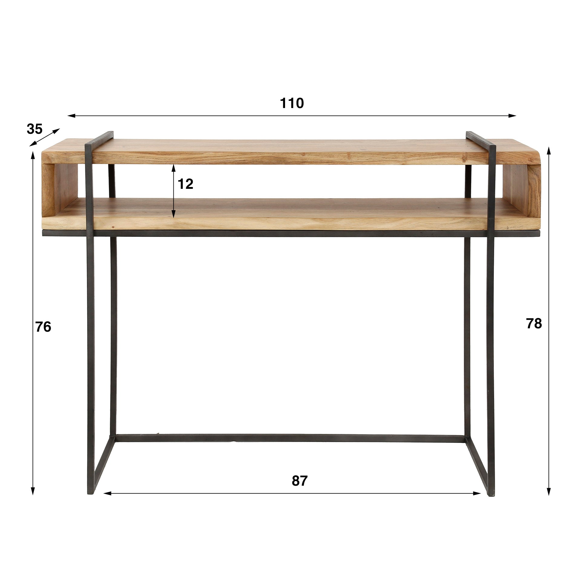 Kaptafel open vak edge / Massief acacia naturel