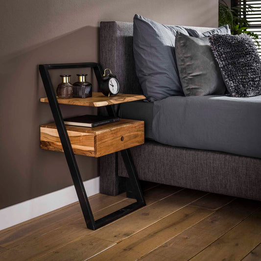 Nachtkastje Lean - Massief acacia naturel - 45x35x77 cm