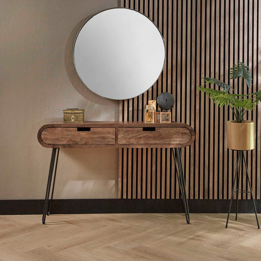 Kaptafel 2L Barrel - 120x30x76 cm - Massief mango zandkleur