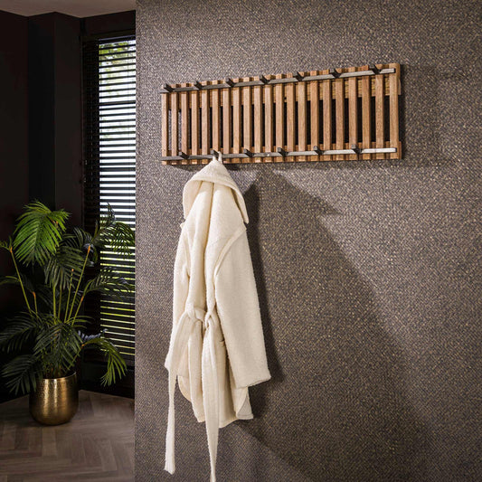 Kapstok Tweak met 13 Haken Breed - Massief Mango Zandkleur - 100x10x33 cm
