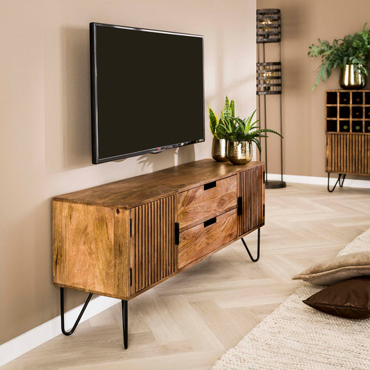 TV-meubel Tweak Massief Mango Zandkleur - 135x35x55 cm