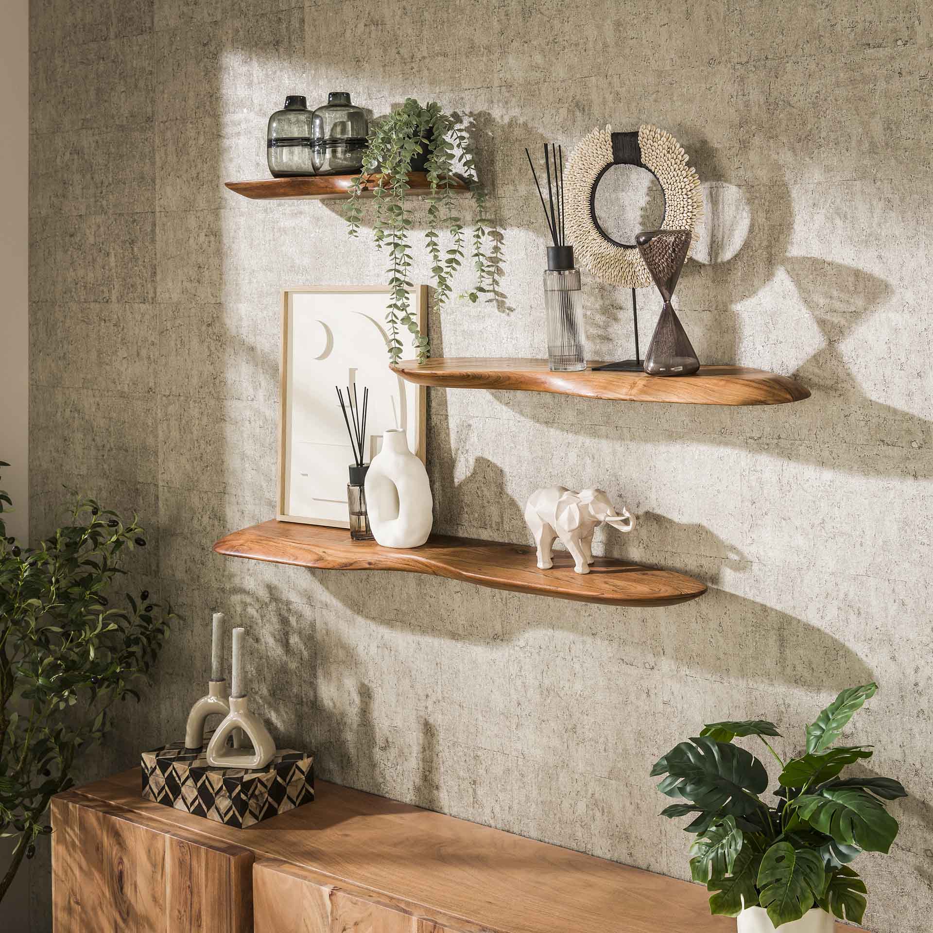Wandplank 60 organic / Massief acacia naturel