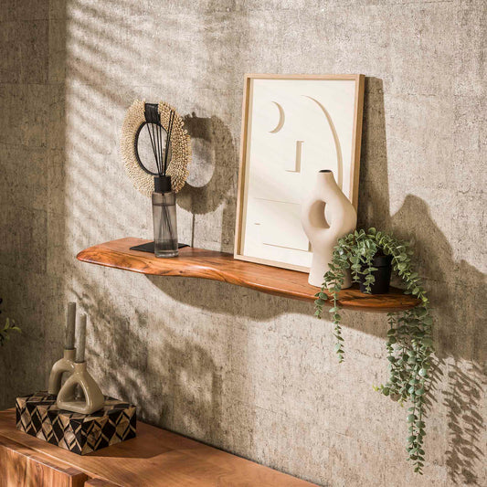 Wandplank 120 Organic - 120x20x4 cm - Massief Acacia Naturel