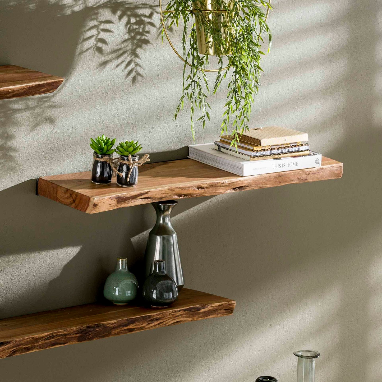 Wandplank 90 edge / Massief acacia naturel