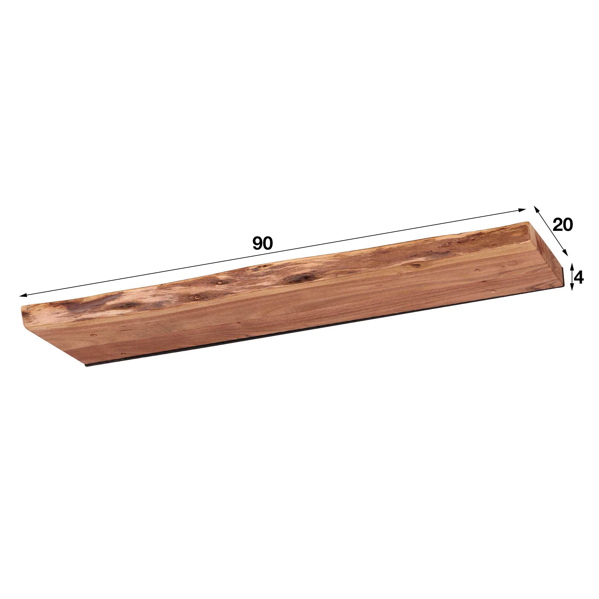 Wandplank 90 edge / Massief acacia naturel
