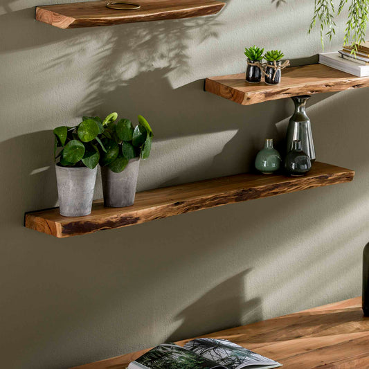 Wandplank 120 Edge - 120x20x4 cm - Massief acacia naturel