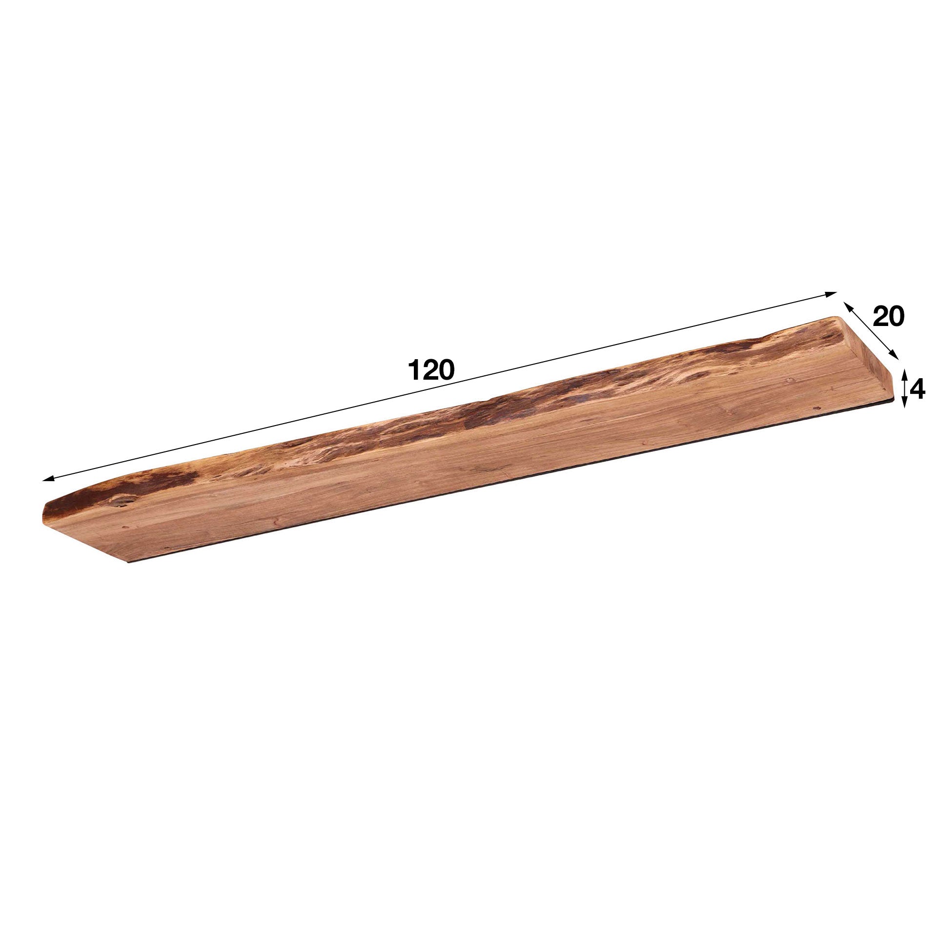 Wandplank 120 edge / Massief acacia naturel