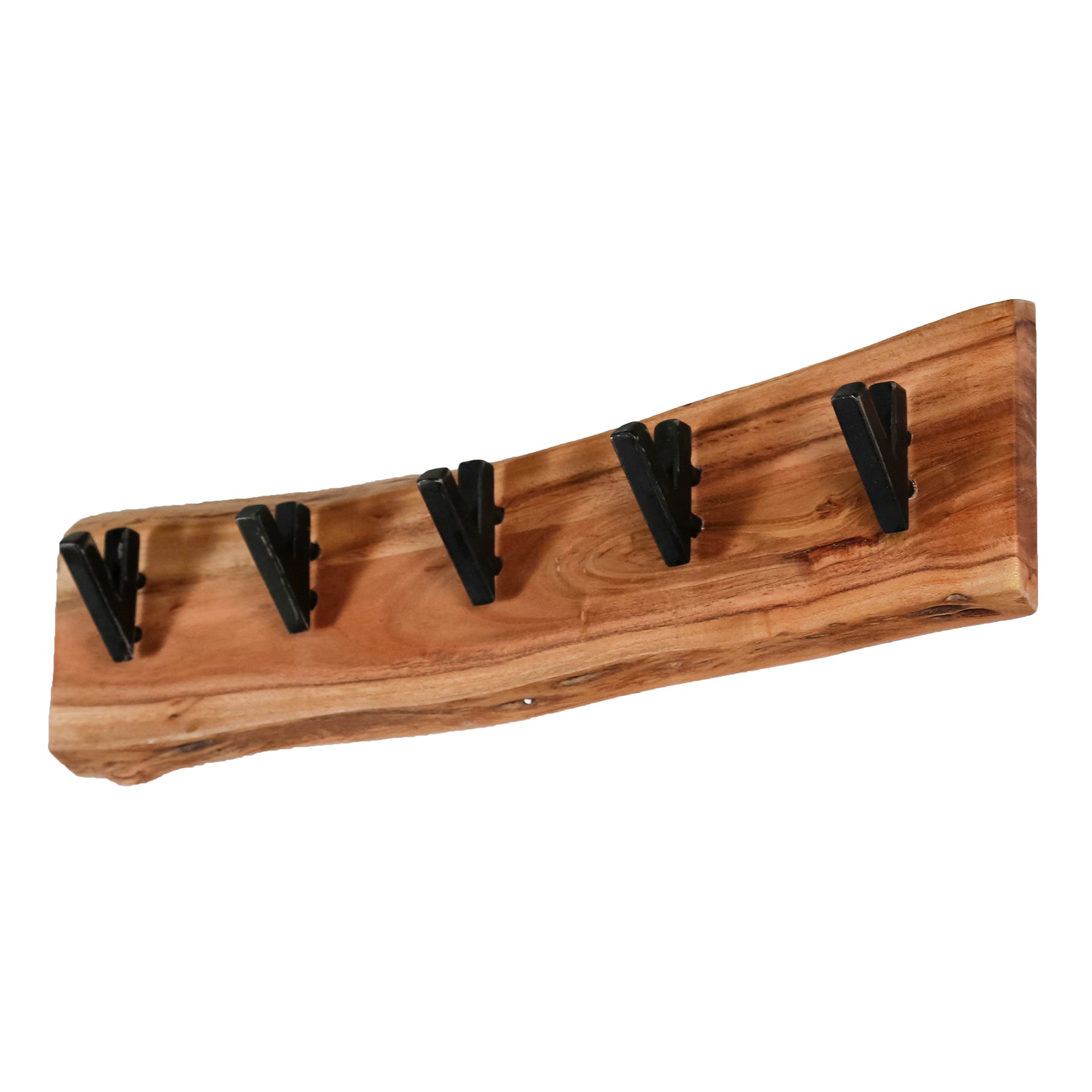 Kapstok edge 5 haken / Massief acacia naturel