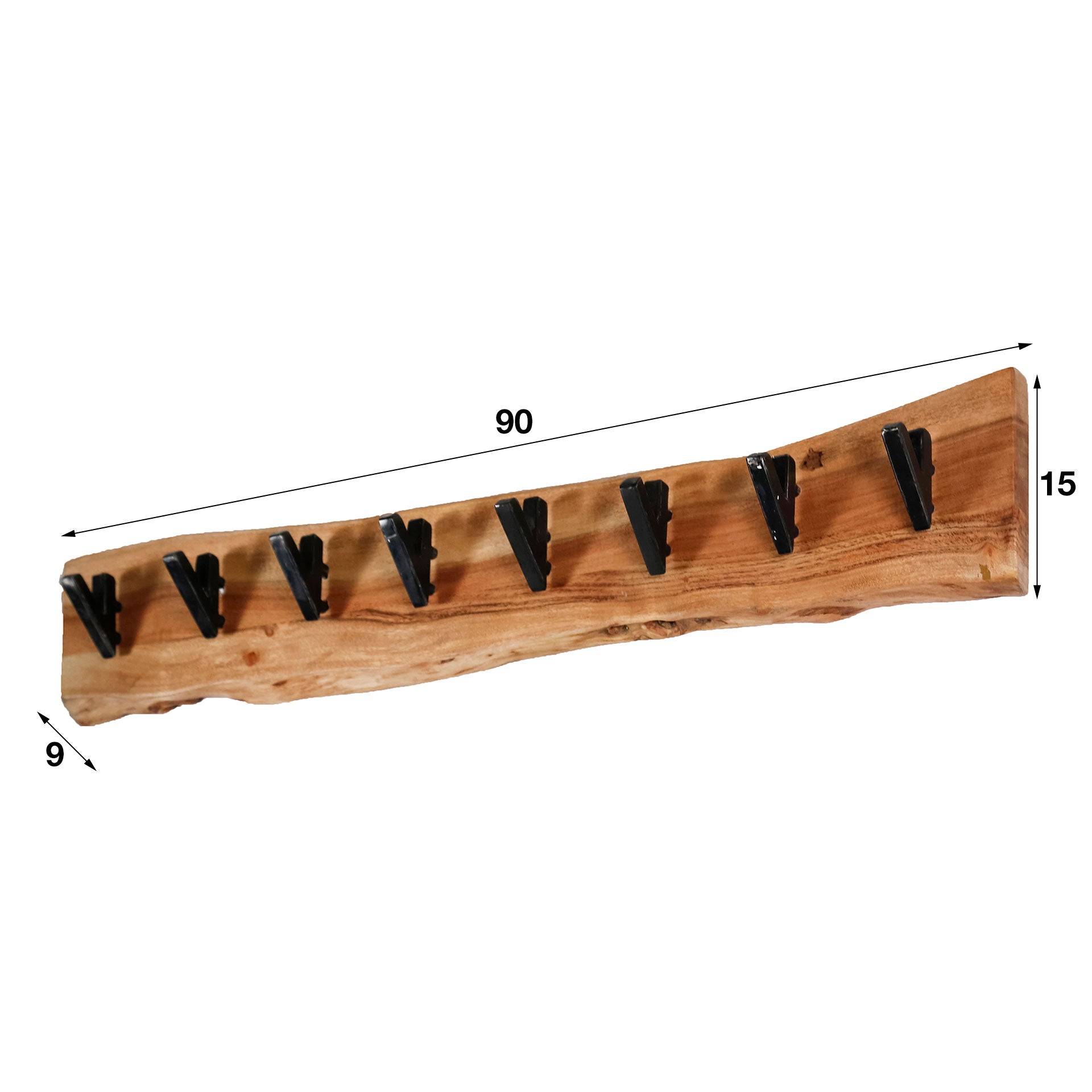 Kapstok edge 8 haken / Massief acacia naturel