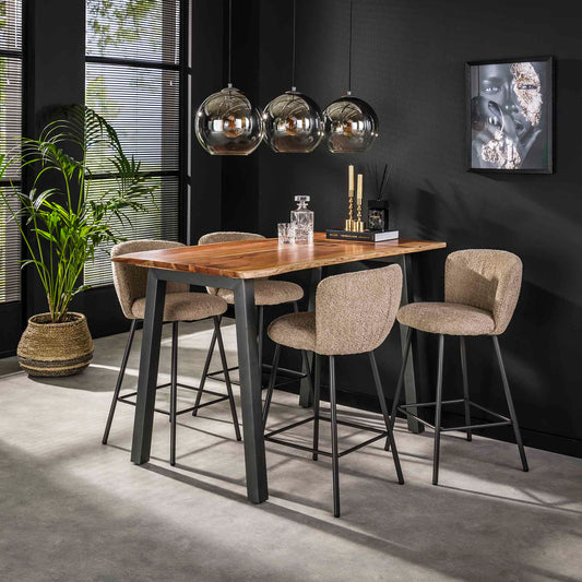 Bartafel 147 edge 25mm - Massief Acacia Naturel - 147x80x92 cm