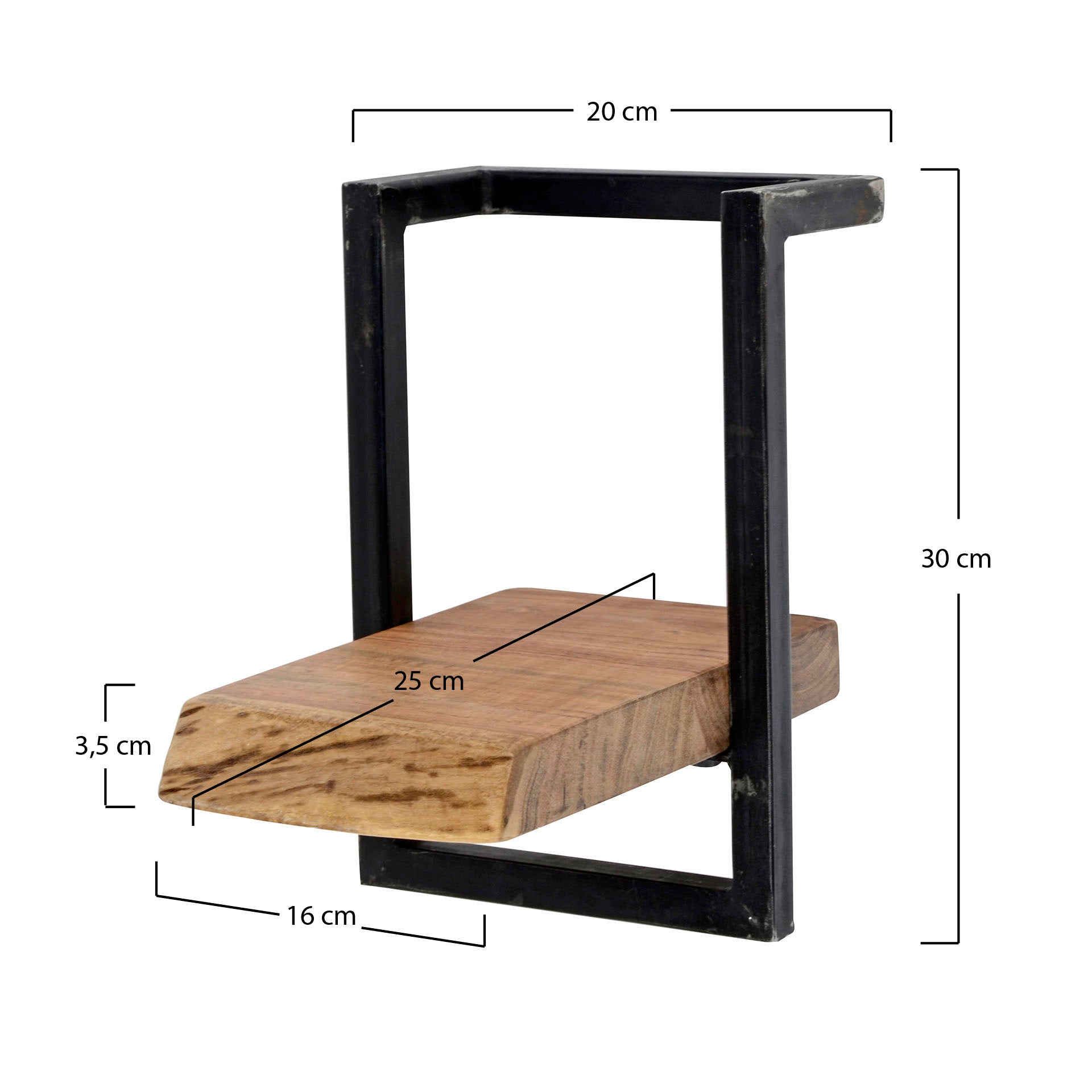 Wandplank edge 20cm / Massief acacia naturel