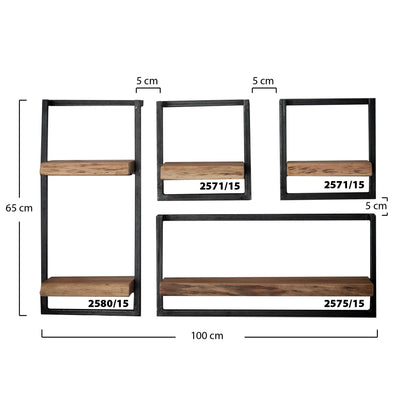 Wandplank edge 65cm / Massief acacia naturel