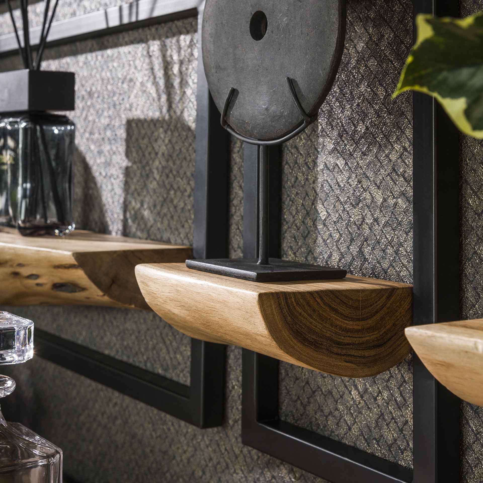 Wandschap set/5 edge / Massief acacia naturel