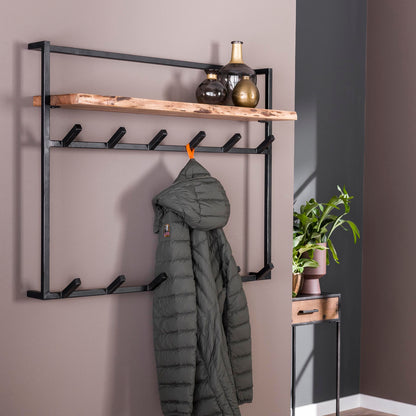 Kapstok van 12 Haken met Hoedenplank - 100x30x80 cm - Massief acacia naturel