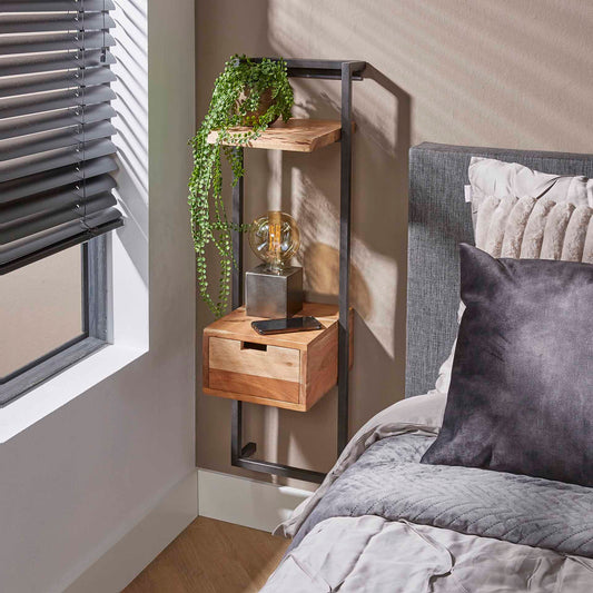 Nachtkastje Air Solid XS - 30x30x100 cm - Massief Acacia Naturel