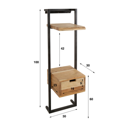 Nachtkastje air solid XS / Massief acacia naturel
