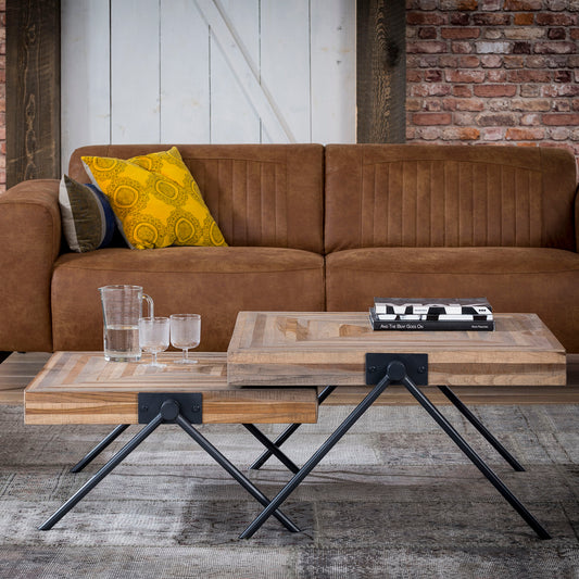 Salontafel Teca Balance - 70x70x33 cm - Teakhout verweerd