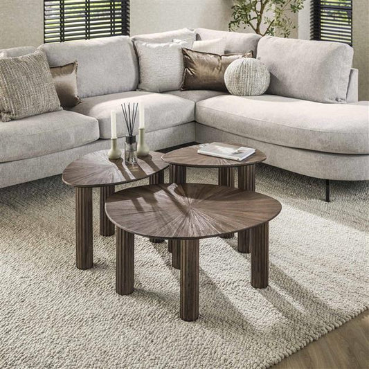 Bijzettafel Set van 3 Driehoek Maya Teak - 76x61x38 cm - Teak Rust Brown