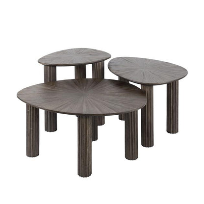 Bijzettafel Set van 3 Driehoek Maya Teak - 76x61x38 cm - Teak Rust Brown