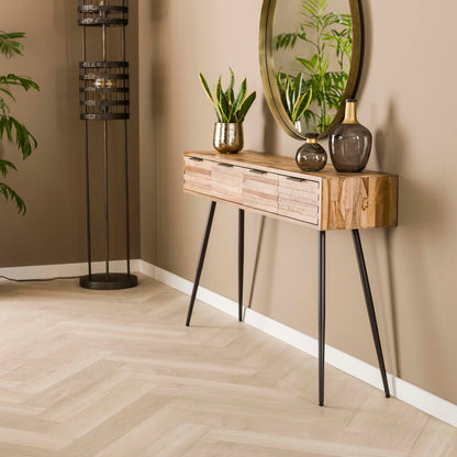 Haltafel 4L Teca Strip - 120x30x76 cm - Teakhout verweerd
