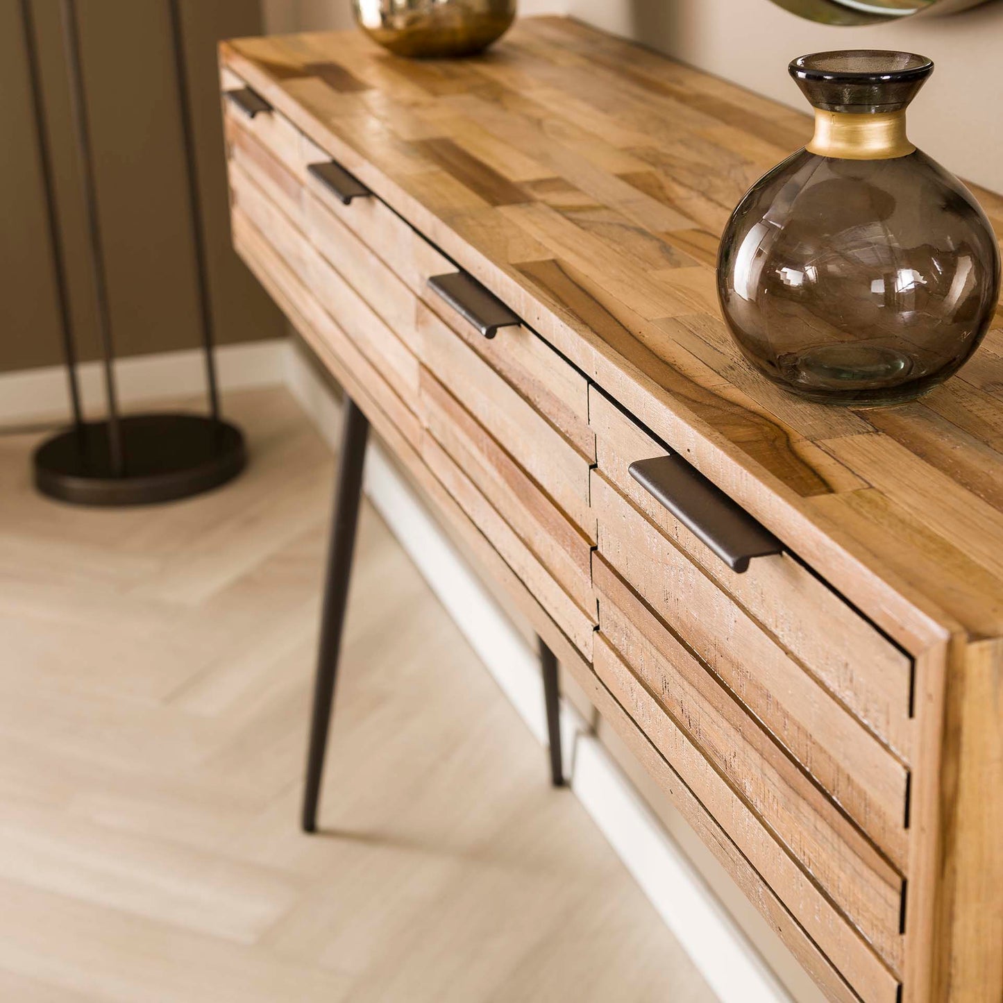 Haltafel 4L Teca strip / Teakhout verweerd