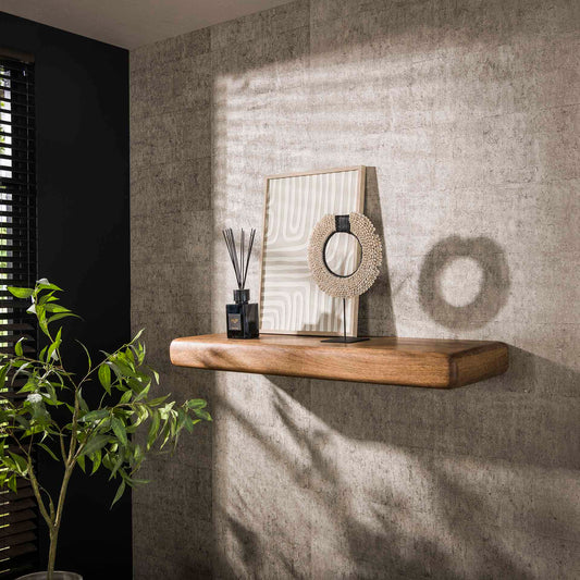 Wandplank 118 sleek - 118x35x10 cm - Massief mango zandkleur
