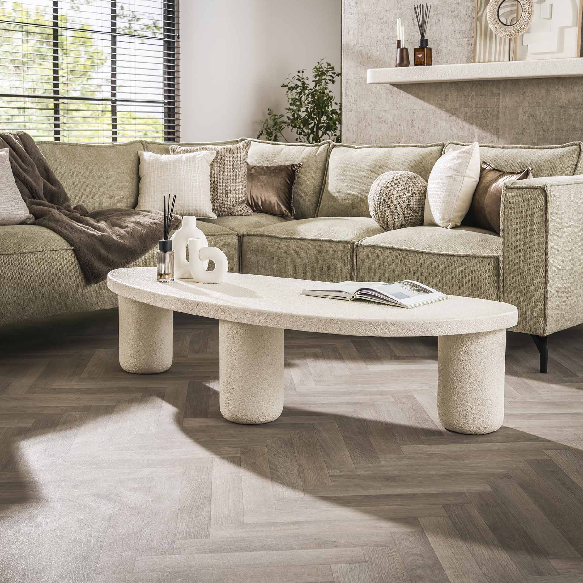 Salontafel XL Kiezel Driehoek - 157x61x38 cm - Marmer Composiet