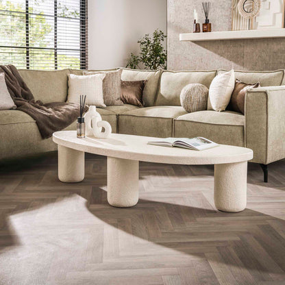 Salontafel XL Kiezel Driehoek - 157x61x38 cm - Marmer Composiet